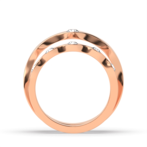 Flush Setting Round Rose Gold Sculpt Couples Engagement Rings