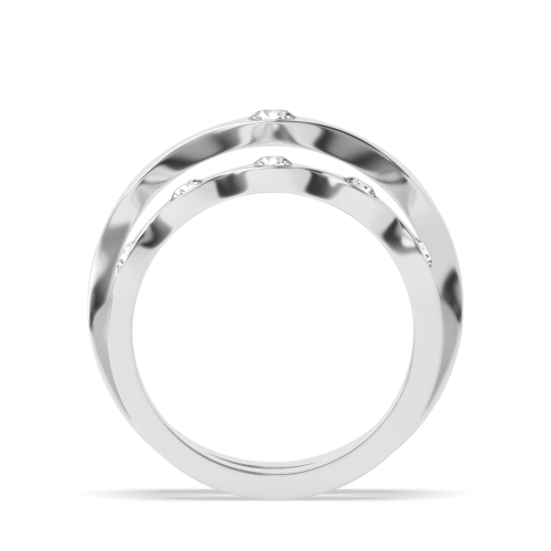 Flush Setting Round Platinum Sculpt Couples Engagement Rings