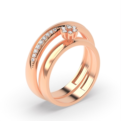 Pave Setting Round Rose Gold Radiance Couples Engagement Rings