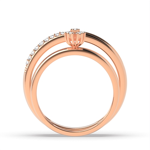 Pave Setting Round Rose Gold Radiance Couples Engagement Rings