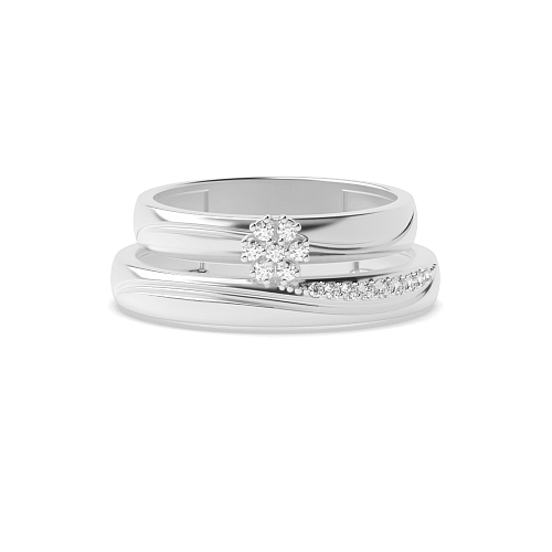 Pave Setting Round Radiance Naturally Mined Diamond Couples Engagement Rings