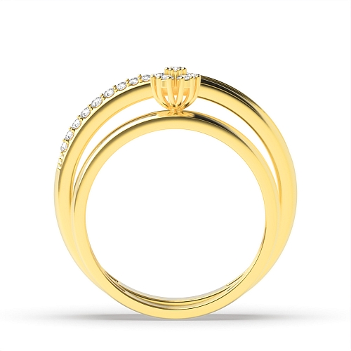 Pave Setting Round Yellow Gold Radiance Couples Engagement Rings