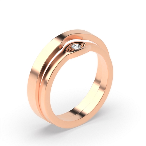 Channel Setting Round Rose Gold Eye design Couples Engagement Rings