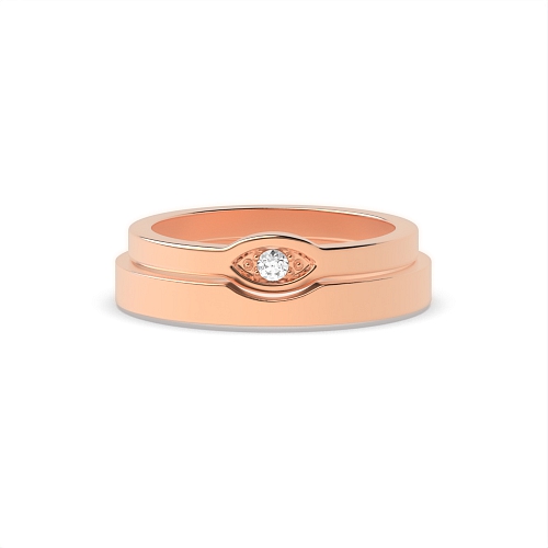 Channel Setting Round Rose Gold Eye design Couples Engagement Rings