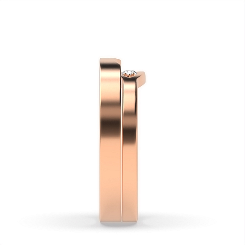 Channel Setting Round Rose Gold Eye design Couples Engagement Rings