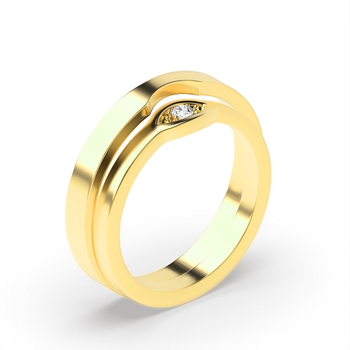 Channel Setting Round Yellow Gold Eye design Couples Engagement Rings