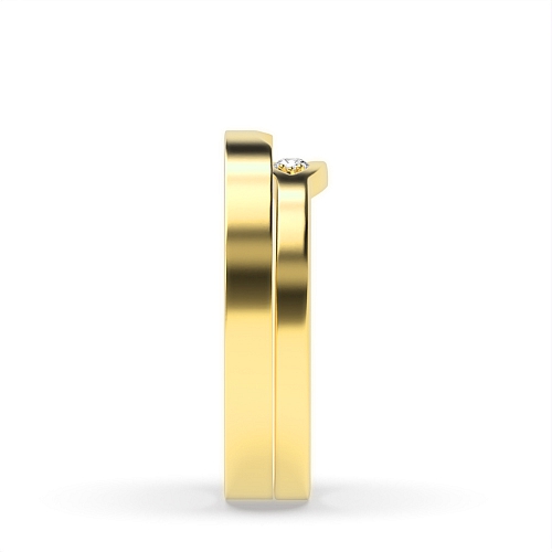 Channel Setting Round Yellow Gold Eye design Couples Engagement Rings