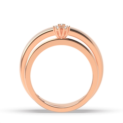 Pave Setting Round Rose Gold Couple band cluster set Couples Engagement Rings