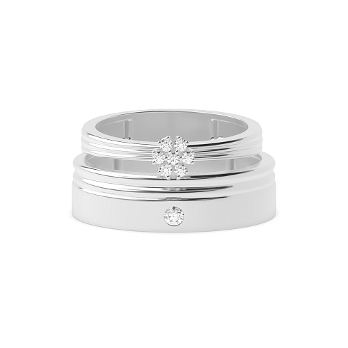 Pave Setting Round Couple band cluster set Naturally Mined Diamond Couples Engagement Rings
