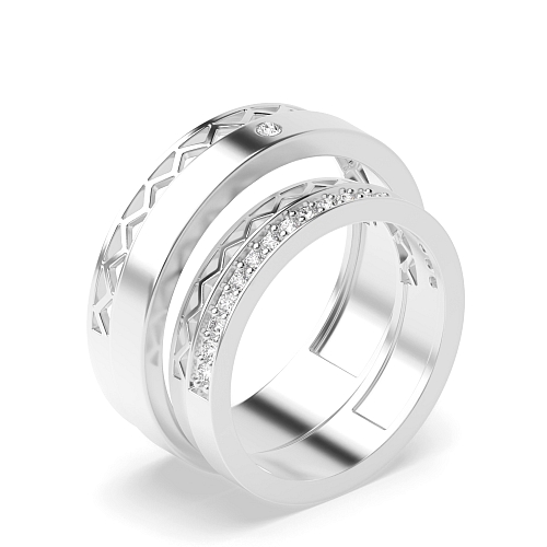 Pave Setting Round wavy Naturally Mined Diamond Couples Engagement Rings