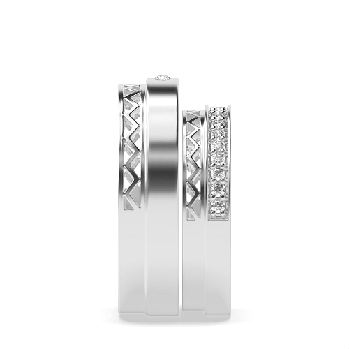 Pave Setting Round wavy Naturally Mined Diamond Couples Engagement Rings