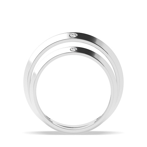 Flush Setting Round Faceted Naturally Mined Diamond Couples Engagement Rings