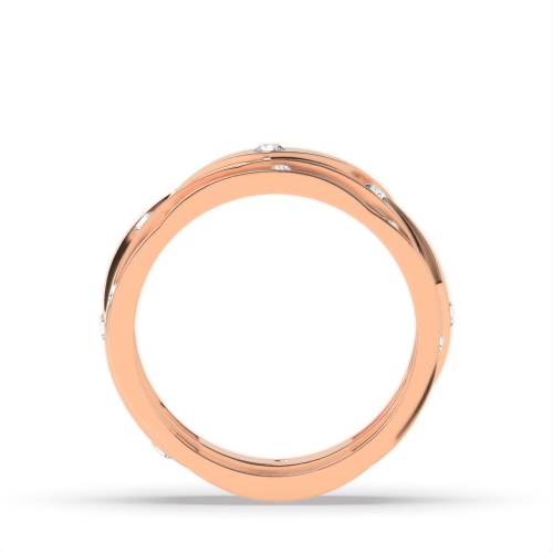 Flush Setting Round Rose Gold Uniqueorbit Couples Engagement Rings