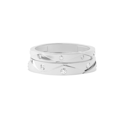 Flush Setting Round Uniqueorbit Naturally Mined Diamond Couples Engagement Rings