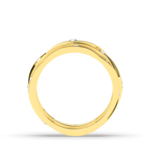 Flush Setting Round Yellow Gold Uniqueorbit Couples Engagement Rings