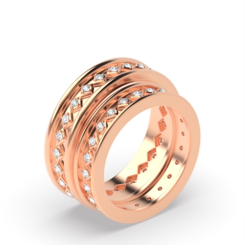 4 Prong Round Rose Gold Eternity couple band Couples Engagement Rings