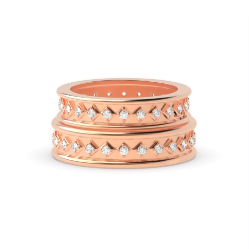 4 Prong Round Rose Gold Eternity couple band Couples Engagement Rings