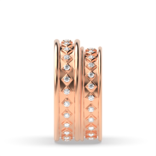 4 Prong Round Rose Gold Eternity couple band Couples Engagement Rings