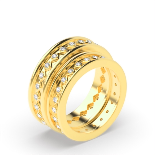 4 Prong Round Yellow Gold Eternity couple band Couples Engagement Rings