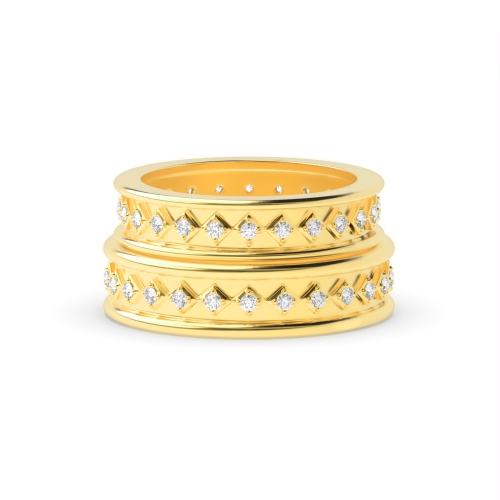 4 Prong Round Yellow Gold Eternity couple band Couples Engagement Rings