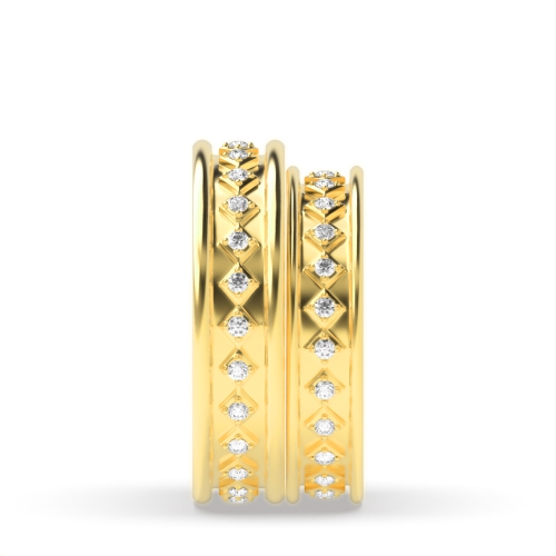 4 Prong Round Yellow Gold Eternity couple band Couples Engagement Rings
