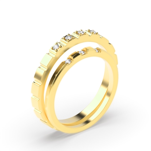 4 Prong Round Yellow Gold Marvelous Couples Engagement Rings