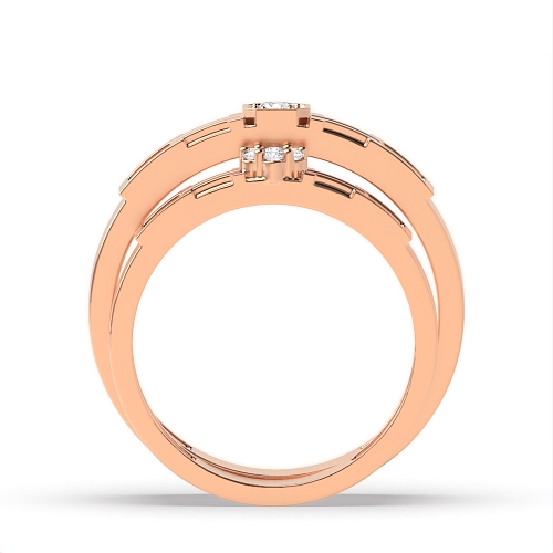 Pave Setting Round Rose Gold Mystical Couples Engagement Rings