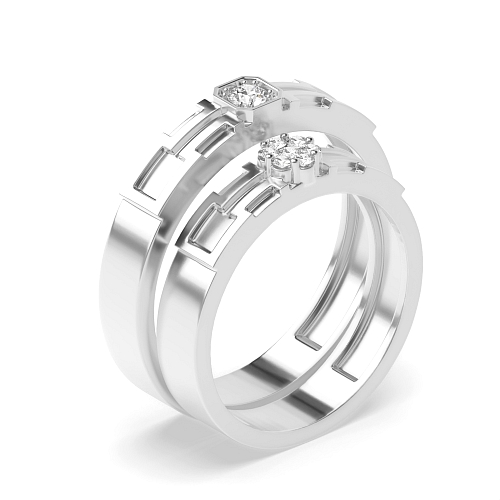 Pave Setting Round Mystical Naturally Mined Diamond Couples Engagement Rings