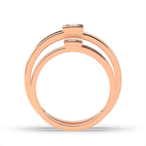 Channel Setting Round Rose Gold Couple band c shaped Couples Engagement Rings