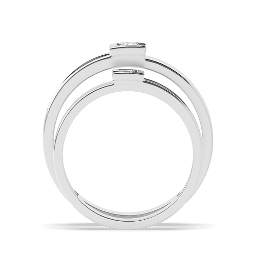 Channel Setting Round Couple band c shaped Naturally Mined Diamond Couples Engagement Rings