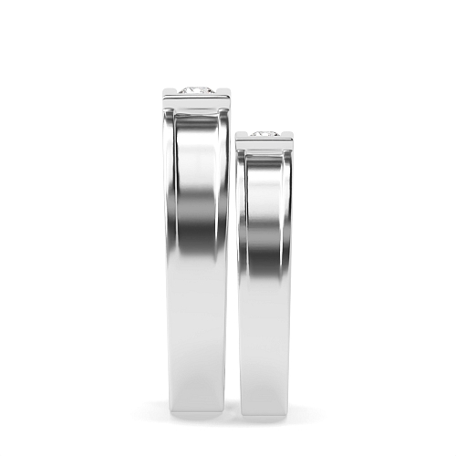 Channel Setting Round Couple band c shaped Naturally Mined Diamond Couples Engagement Rings