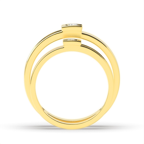 Channel Setting Round Yellow Gold Couple band c shaped Couples Engagement Rings