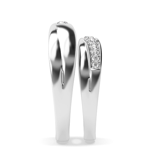 Pave Setting Round Couple band crossover Naturally Mined Diamond Couples Engagement Rings