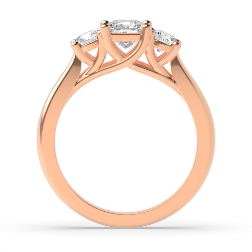 4 Prong Princess/Round Rose Gold Claws crossover Trilogy Engagement Rings