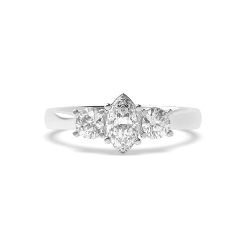 4 Prong Marquise/Round Heirloom Triad Trilogy Diamond Ring