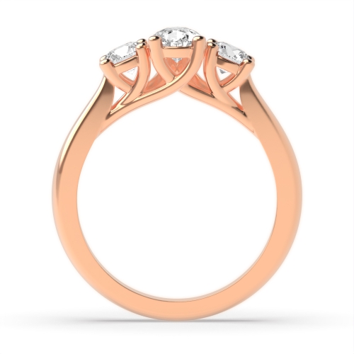 4 Prong Round/Pear Rose Gold Crossover claw triad Trilogy Engagement Rings