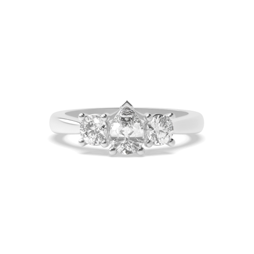 4 Prong Round/Pear Platinum Crossover claw triad Trilogy Engagement Rings