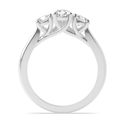 4 Prong Round/Pear Platinum Crossover claw triad Trilogy Engagement Rings