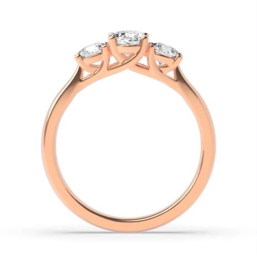 4 Prong Oval/Round Rose Gold Symphony triad Trilogy Engagement Rings