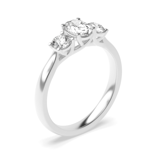 4 Prong Oval/Round Platinum Symphony triad Trilogy Engagement Rings