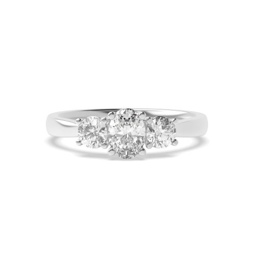 4 Prong Oval/Round Platinum Symphony triad Trilogy Engagement Rings