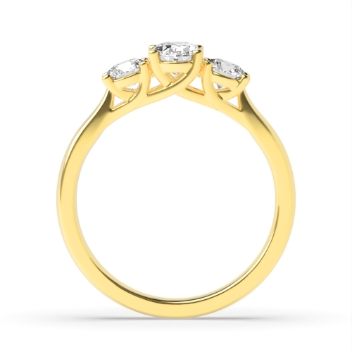 4 Prong Oval/Round Yellow Gold Symphony triad Trilogy Engagement Rings