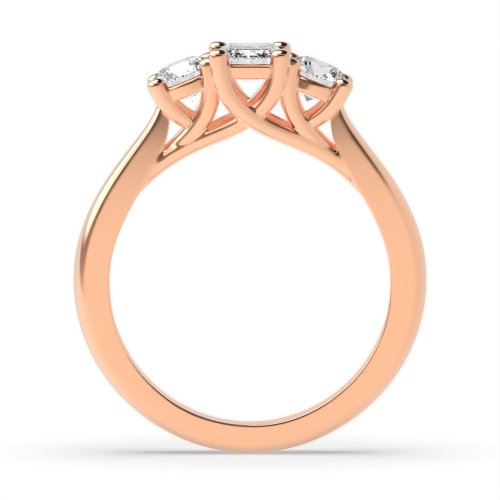 4 Prong Emerald/Round Rose Gold Legacy triad Trilogy Diamond Rings