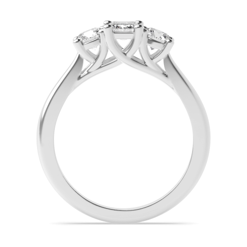 4 Prong Emerald/Round Platinum Legacy triad Trilogy Diamond Rings