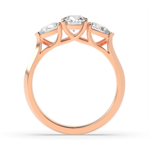 4 Prong Round/Pear Rose Gold Harmony triad Trilogy Diamond Rings
