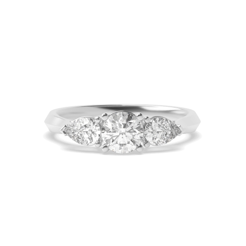 4 Prong Round/Pear Harmony triad Lab Grown Trilogy Diamond Rings