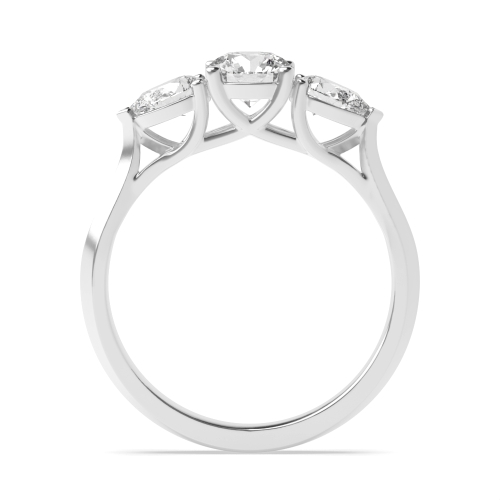 4 Prong Round/Pear Harmony triad Lab Grown Trilogy Diamond Rings