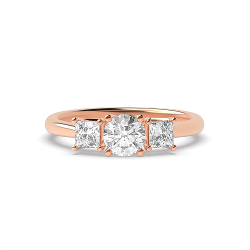 4 Prong Princess/Round Rose Gold Glitz Trilogy Diamond Rings