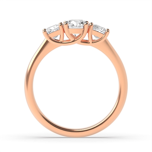 4 Prong Princess/Round Rose Gold Glitz Trilogy Diamond Rings