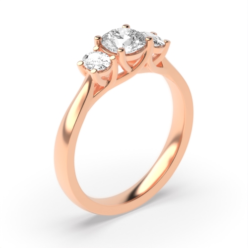4 Prong Oval/Round Rose Gold Royale triad Trilogy Diamond Rings
